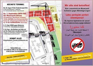 Flyer zur Anti-Bebauungs-Demonstration